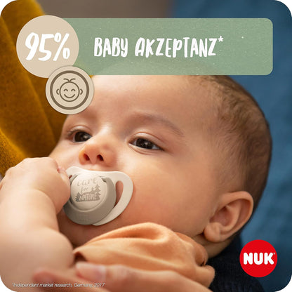 NUK for Nature Start Set Babyflasche und Schnuller, 0−6 Monate, 100 % natürliche Rohstoffe, 2 x Flaschen (150 ml + 260 ml), 2 x Schnuller aus Silikon, BPA-frei, 4 Stück - Meloni2
