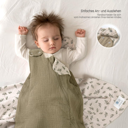 lulumoon Baby Sleeping Bag for 3-9 Months: Muslin Sleeping Bag Baby for Boys and Girls - Cotton Baby Sleeping Bag for 70 cm All-Year Children's Room