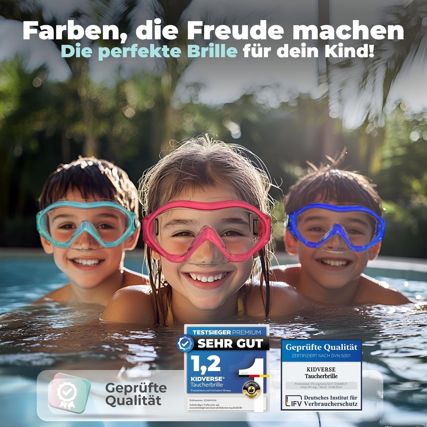 KIDVERSE Schnorchelset Kinder - Taucherbrille mit Schnorchel - Panorama Taucherbrille mit Nase - Kindertaucherbrille Alternative Schnorchelmaske