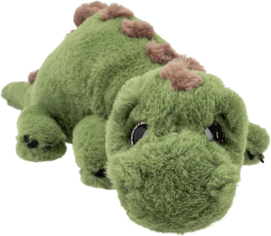 Depesche 12653 Dino World - Kuscheltier Dinosaurier mit grünem Fell und Glitzeraugen, ca. 50 cm großer Plüschdino, grün, Apfelgrün