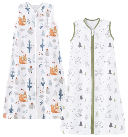 Chilsuessy Summer Baby Sleeping Bag, Small Children’s Sleeveless Pyjamas for Summer and Spring, 100 % Cotton