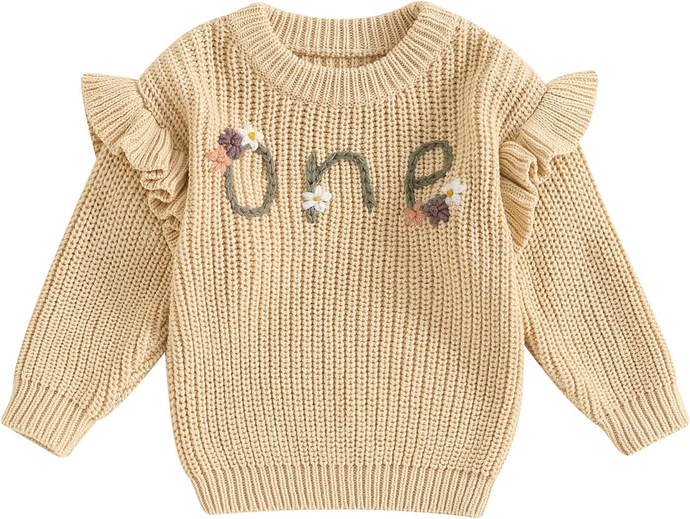 L&ieserram Baby Mädchen Jungen 1. Geburtstag Gestrickt Pullover Jumper Langarm Strickpullover Pulli Kleinkinder Kleidung Outfit Knitted Sweater 1 Jahr