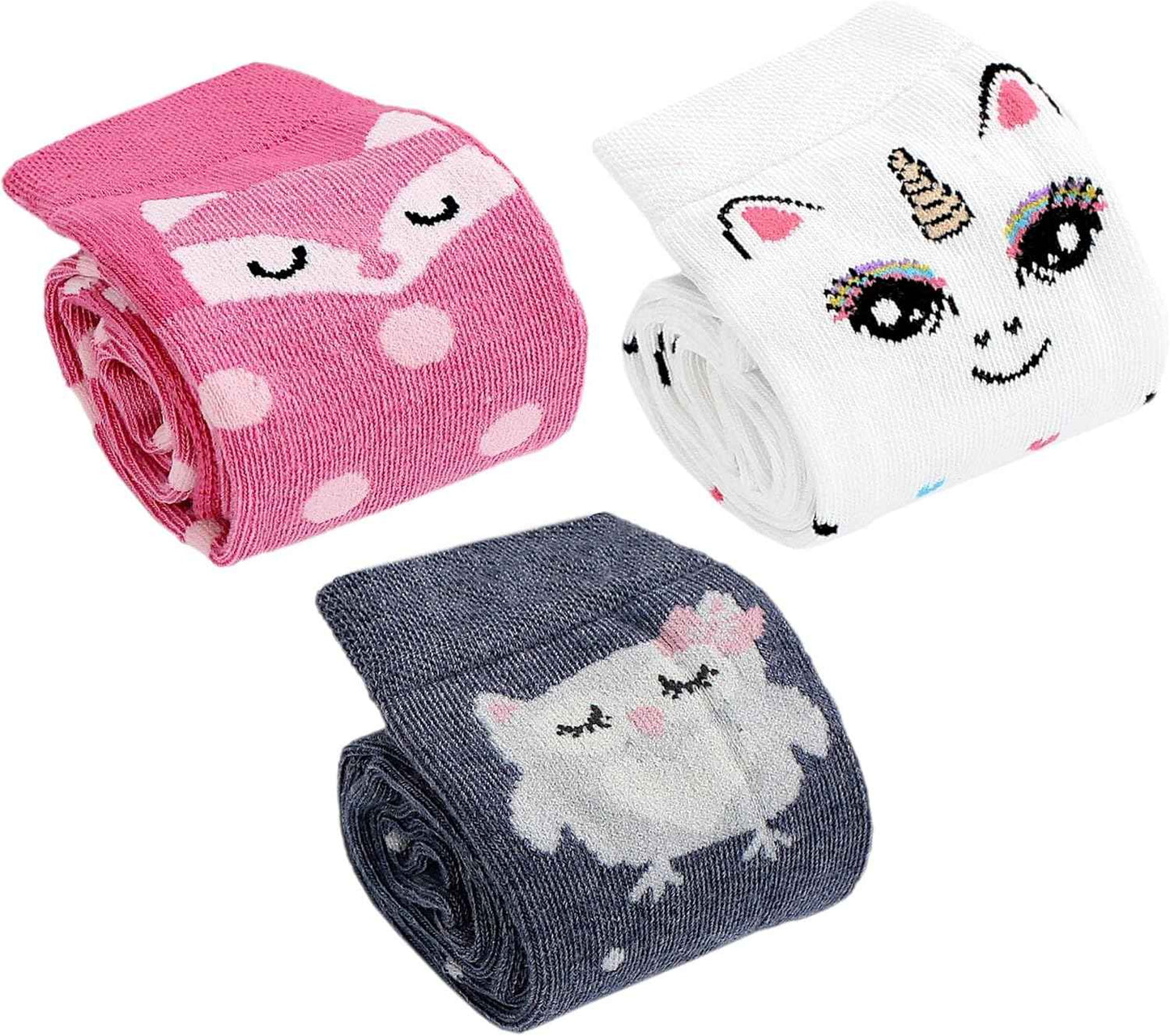 TupTam Girls' Knee-Length Socks, Patterned, Pack of 3