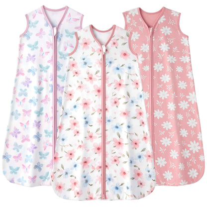 FIEMOL Baby Sleeping Bag 2.5 Tog 0-6 Months, Winter Cotton Newborn Baby Sleeping Bag, Wearable Blanket for Infants and Toddlers, 2-Way Zip Sleeping Bag, 67 cm, Rainbow