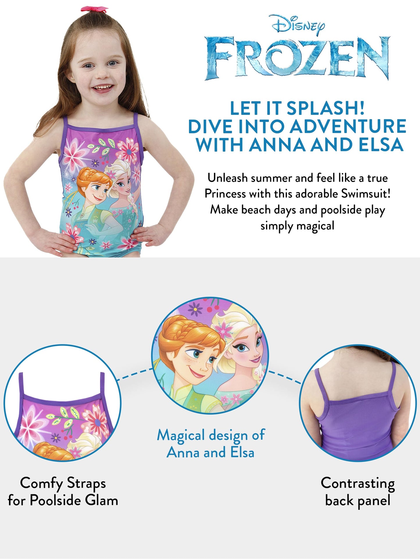 Disney Mädchen Frozen Badeanzug Prinzessin Anna und ELSA Schwimmanzug Die Eiskönigin