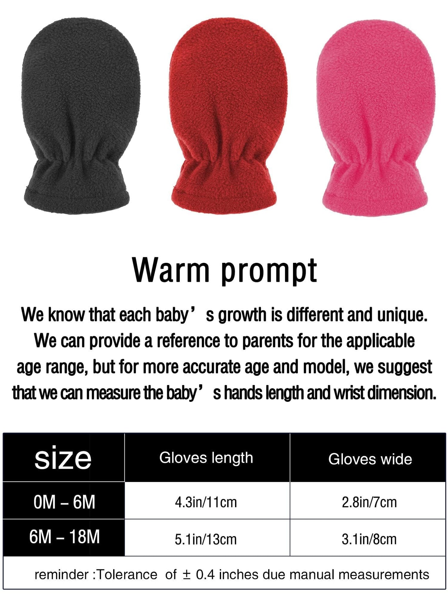 Boyiee 3 Pairs Newborn Baby and Toddler Winter Mittens Gloves Fleece