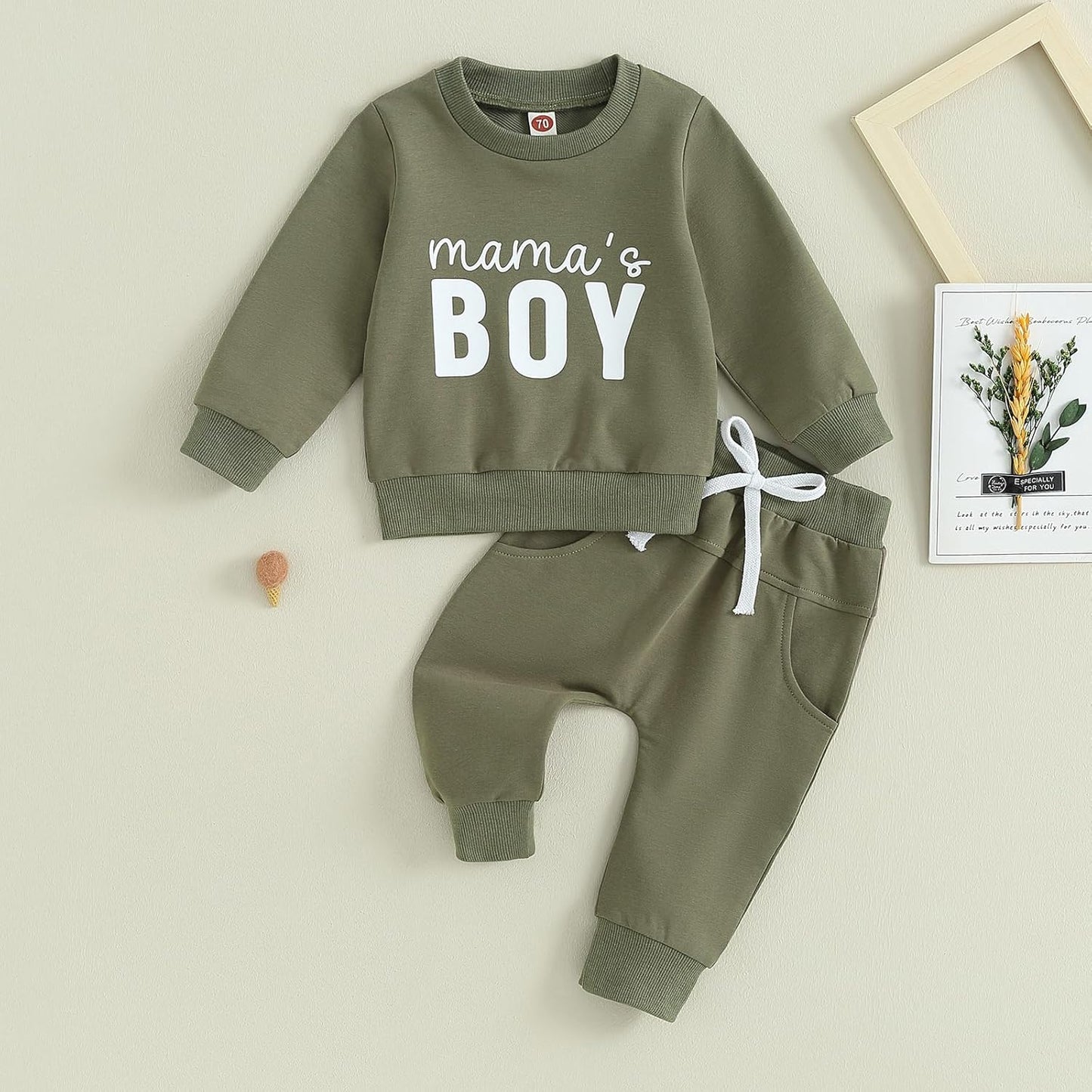 Baby Boys' Two-Piece Outfit, Long Sleeve Sweatshirt + Trousers, 2-Piece Set, Baby Clothing, 0-3 Years, Children's Outfit for Baby Boys 