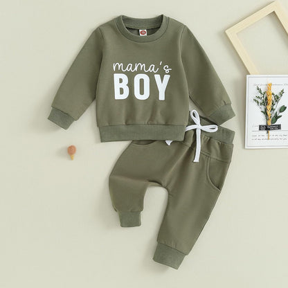 Baby Boys' Two-Piece Outfit, Long Sleeve Sweatshirt + Trousers, 2-Piece Set, Baby Clothing, 0-3 Years, Children's Outfit for Baby Boys 