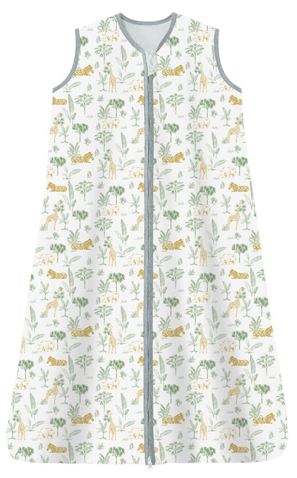 Chilsuessy Children's Sleeping Bag 1.5 Tog Pack of 2 Baby Sleeping Bag Made of 100% Cotton, Baby All-Year Sleeping Bag Pyjamas for Boys and Girls, 1.5 Tog/Elephant Lion + Green, 110 cm / Baby Height