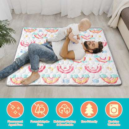 NiBaby Baby Crawling Mat 127x127cm, Foldable Play Mat for Baby with Non-Slip Bottom, Hypoallergenic and Safe for Babies, Crawling Blanket Baby Ideal for Indoor and Outdoor Use (Rainbow) 