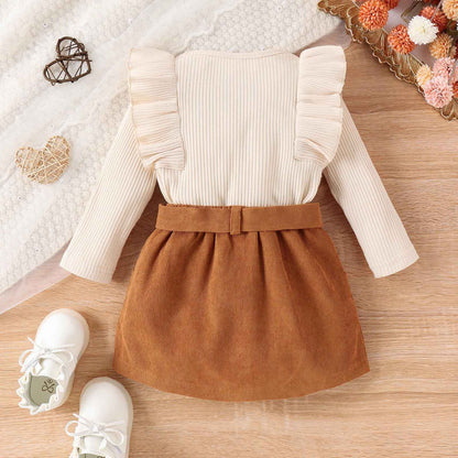 Geagodelia Baby Girl Clothing Outfit Baby Clothing Set Long Sleeve Top + Skirt Newborn Soft Baby Set Two Piece