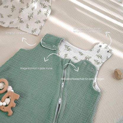 lulumoon Baby Sleeping Bag for 3-9 Months: Muslin Sleeping Bag Baby for Boys and Girls - Cotton Baby Sleeping Bag for 70 cm All-Year Children's Room