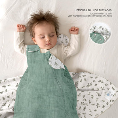 lulumoon Baby Sleeping Bag for 3-9 Months: Muslin Sleeping Bag Baby for Boys and Girls - Cotton Baby Sleeping Bag for 70 cm All-Year Children's Room
