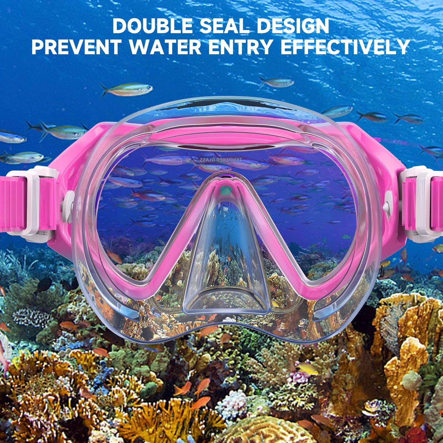 Findway Children's Diving Goggles, Swimming Goggles, Snorkel Mask for Boys Girls Teenagers, Diving Mask with Nose Cover, 180° Panorama, HD, Anti-Fog, Anti-Leak, Diving Goggles for Children 4-16 Years