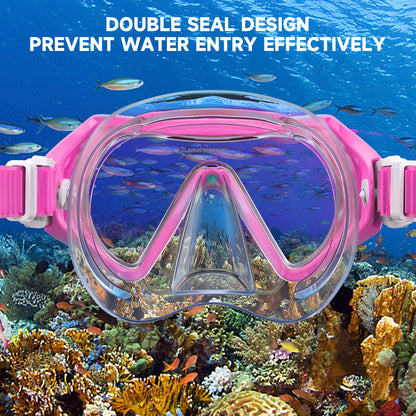Findway Children's Diving Goggles, Swimming Goggles, Snorkel Mask for Boys Girls Teenagers, Diving Mask with Nose Cover, 180° Panorama, HD, Anti-Fog, Anti-Leak, Diving Goggles for Children 4-16 Years
