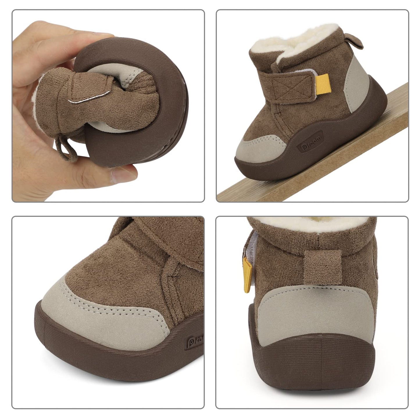 MASOCIO Winter Shoes Baby Boots Boys Girls Baby Shoes Winter Plush Flat Rubber Non-Slip Size 18-23 EU