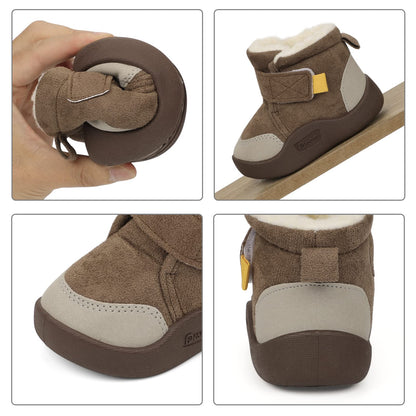 Winter Shoes Baby Boots Boys Girls Baby Shoes Winter Plush Flat Rubber Non-Slip Size 18-23 EU