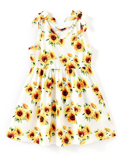 PATPAT Mädchenkleid ärmellos, Baby Mädchen Kleid mit Schleife an den Schulterträgern für Geburtstag, Party, Bankett, Hochzeit, Urlaub, Bunt