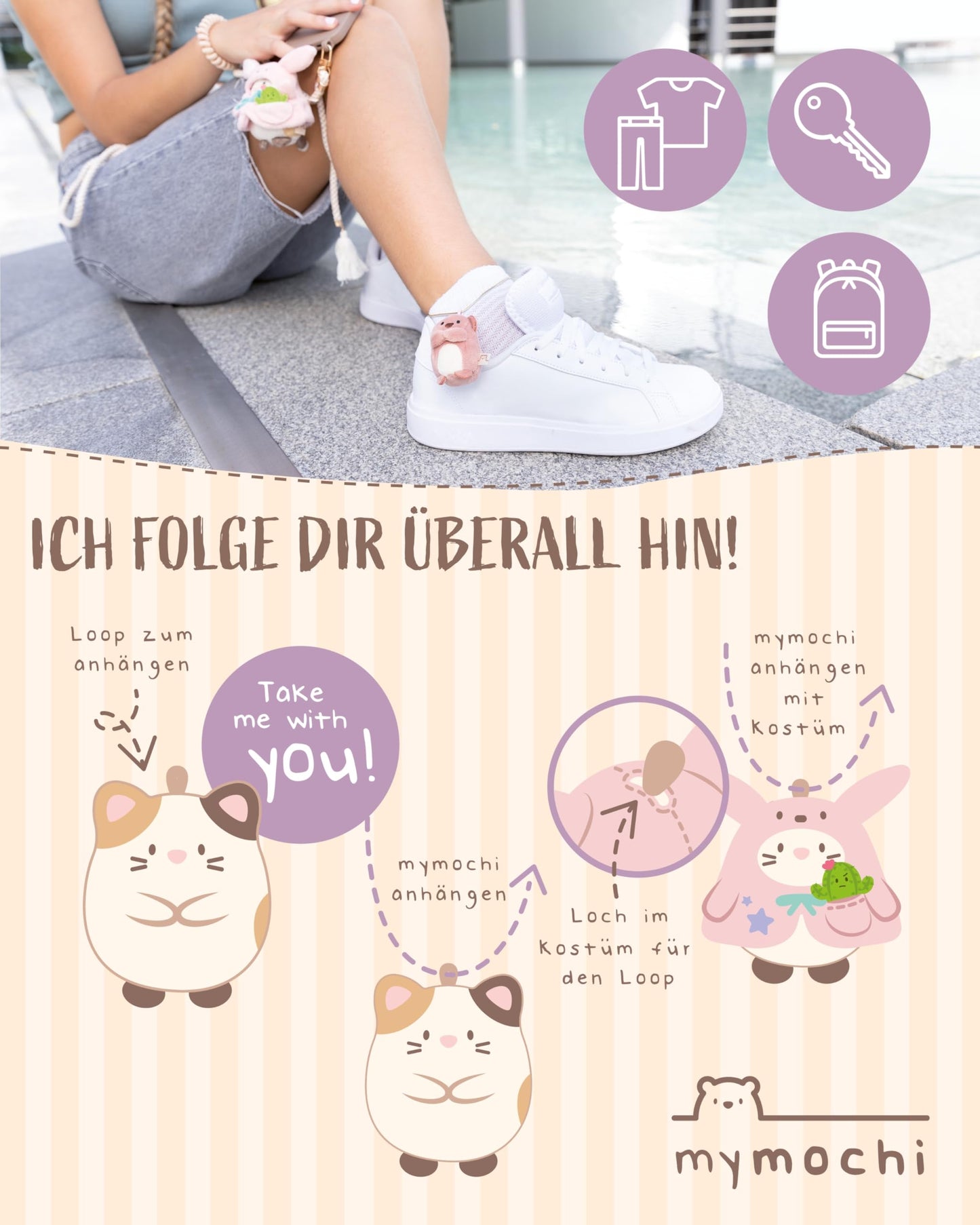 NICI MYMOCHI Kuscheltier Set - Kuscheltier Bär Nomo 8 cm mit Pommes und Bienenkostüm in Geschenkbox, Flauschiges Stofftier zum Kuscheln, Spielen und Liebhaben - 61142