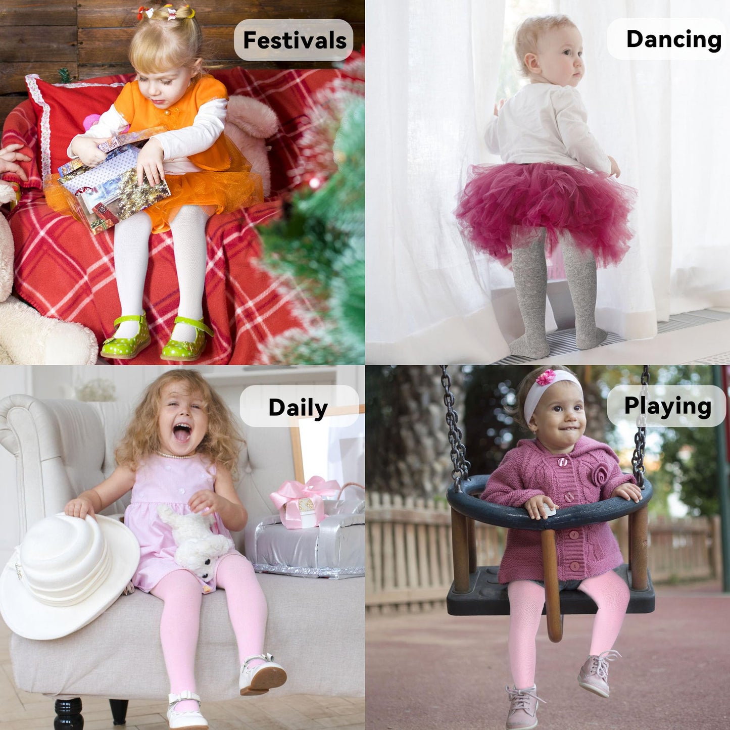Baby Tights Children's Tights for Girls Boys Cotton Children's Tights 3 Pairs Crawling Tights Stockings Leggings 0-24 Months