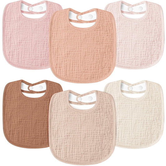 Susurration Bibs Baby Muslin Bandana Baby Soft Adjustable Square Dribble Bibs 6 pack for Unisex Girls &amp; Boys 