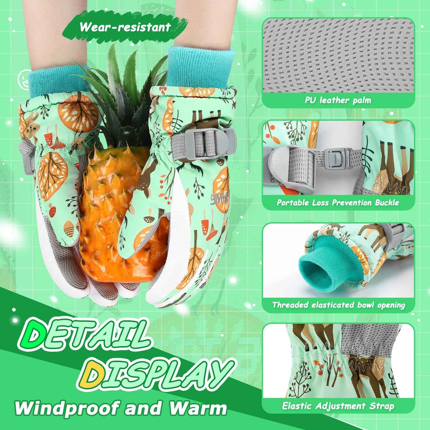 CYCLESPEED Kinder Winddicht Winterhandschuhe Warm Skihandschuhe Wasserdicht für 4-12 Jahre Mädchen Jungen Fahrradhandschuhe Outdoor Snowboarding