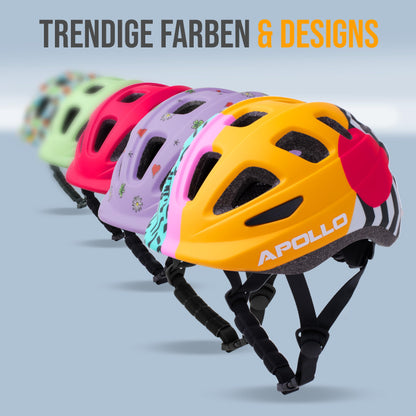 Apollo Kinder Fahrradhelm, Helm für Kinder & Jugendliche, Multisport Helm, Fahrradhelm Mädchen, Fahrradhelm Jungen, Kinderhelm ab 3 Jahre, Verstellbarer Kinder-Helm, ab Größe 48, für Fahrrad & Roller