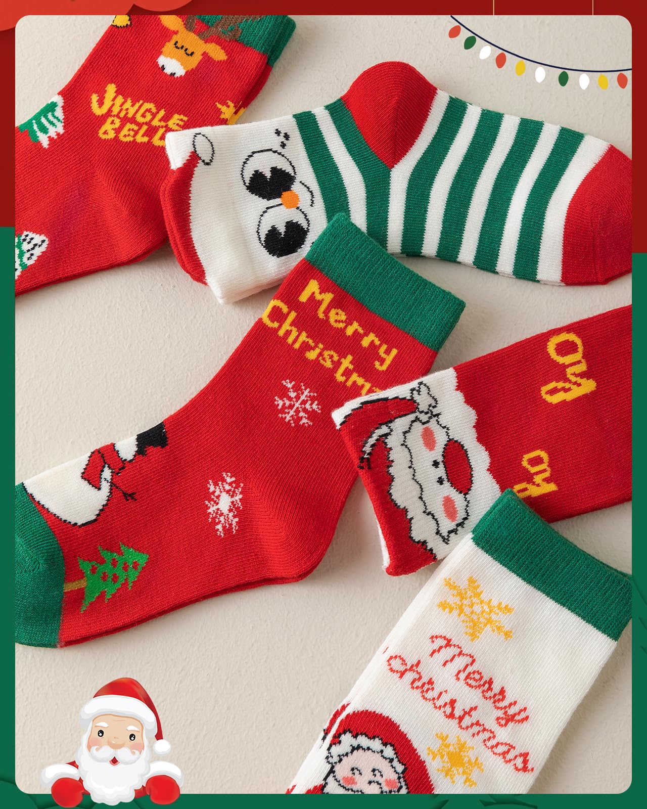 Kyopp 10 Paar Socken Kinder Mädchen und Jungen Klassisch Socken Lustig Cotton Socken Crew Socks Winter/Sommer