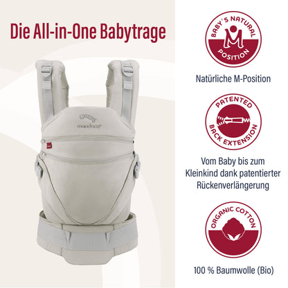 manduca XT Babytrage - Verstellbarer Sitz, der mitwächst - Vom Neugeborenen bis zum Kleinkind - Babytrage aus Bio-Baumwolle mit 3 Tragemöglichkeiten