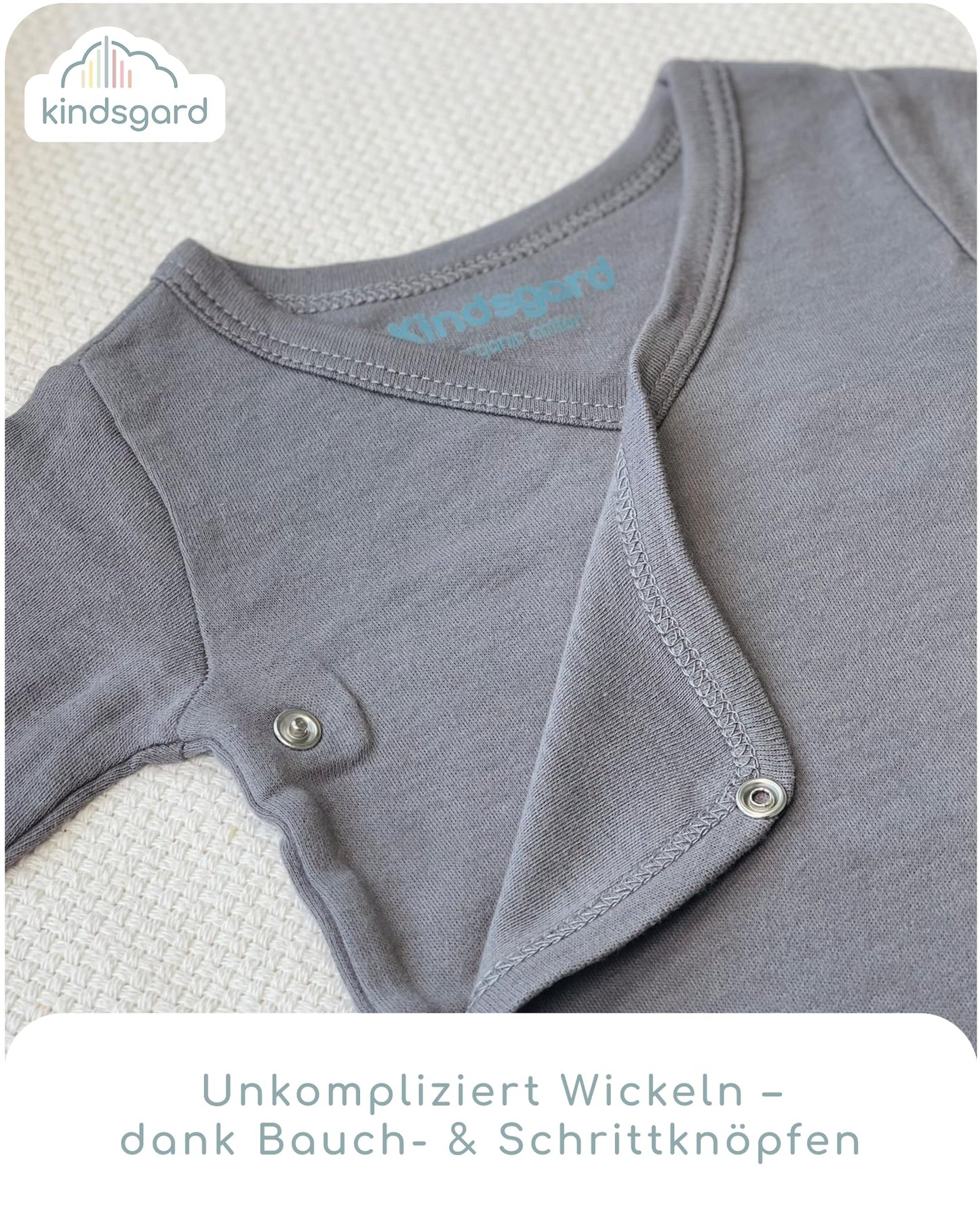 Kindsgard Baby Long-Sleeved Wrap Bodysuit Trunder - Soft and High-Quality 100% Organic Cotton