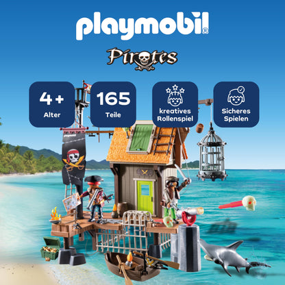 PLAYMOBIL Pirates 71418 Pirate Ship, Exciting Adventures on the High Sea, with Extensive Accessories such as Telescope, Compass and Cannons, Toy for Children from 4 Years