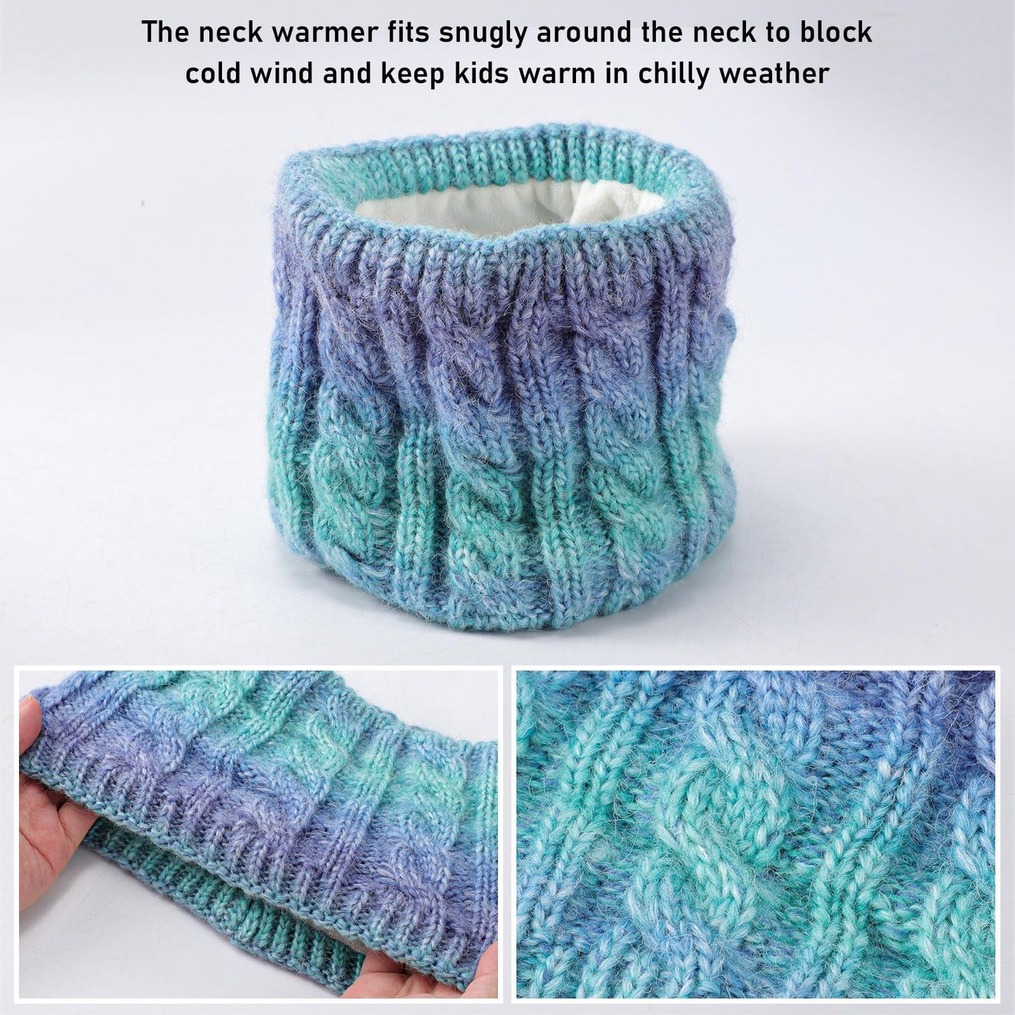 Children's Hat Scarf Gloves Set - 3-in-1 Winter Knitted Hat Scarf and Gloves Set for Children with Pom Pom Beanie, Neck Warmer & Mittens for Boys Girls Age 3-10 Years