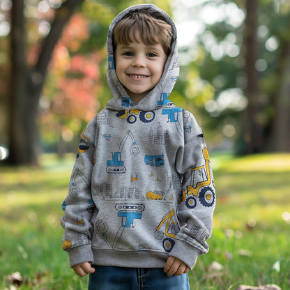 CM-Kid Hoodie Jungen Kapuzenpullover Langarm Bunt Kinder Sweatshirts Traktor Truck Dinosaurier Tops 1-7 Jahre Gr.92-134