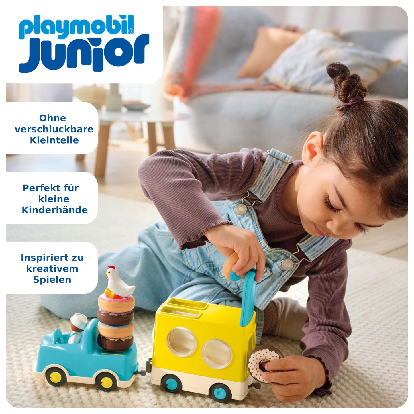 PLAYMOBIL Junior 71685 Dump Truck Sustainable Toy for Children from 1 Year Including Builder and Three Building Blocks
