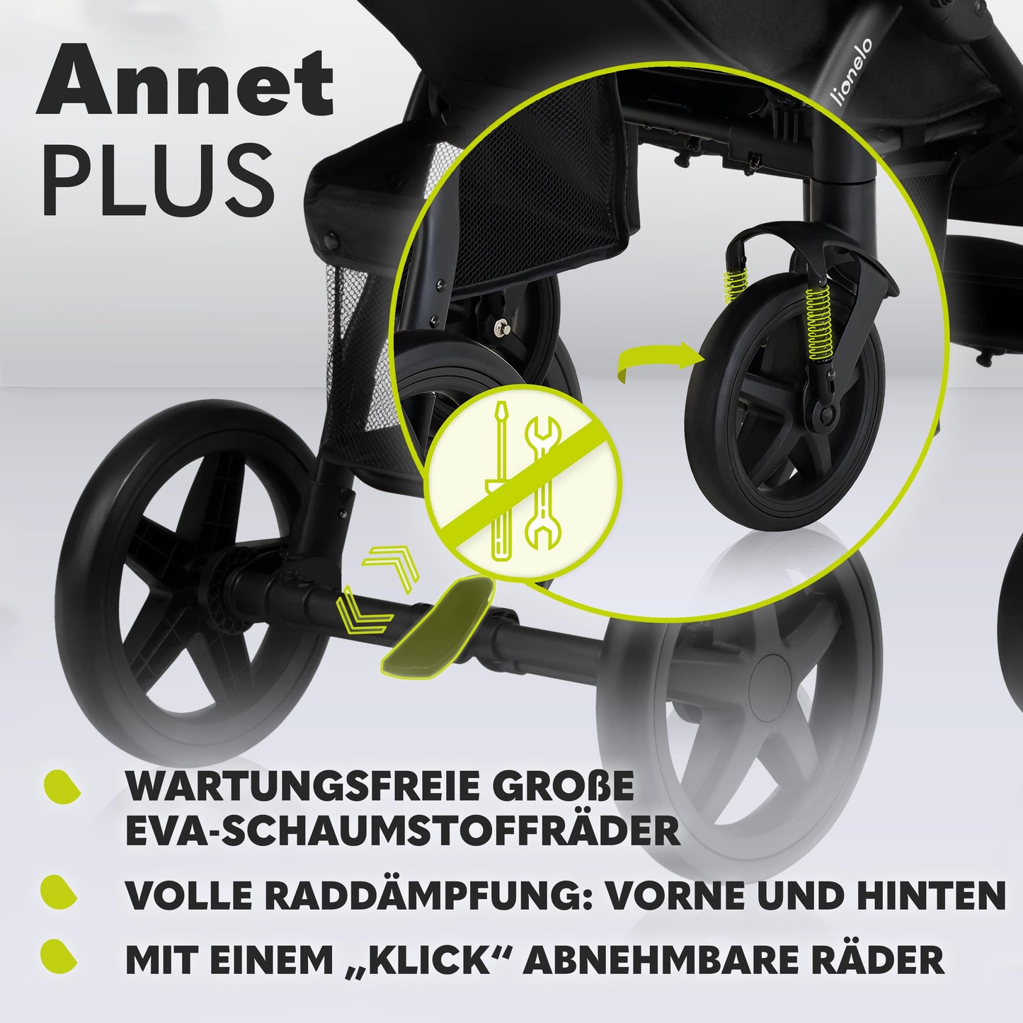 LIONELO Annet Plus Buggy up to 22 kg with Reclining Function, Small Folding Pushchair with Accessories, EVA Foam Wheels, Mosquito Net, Foot Cover Drink Holder, Basket Dreamin