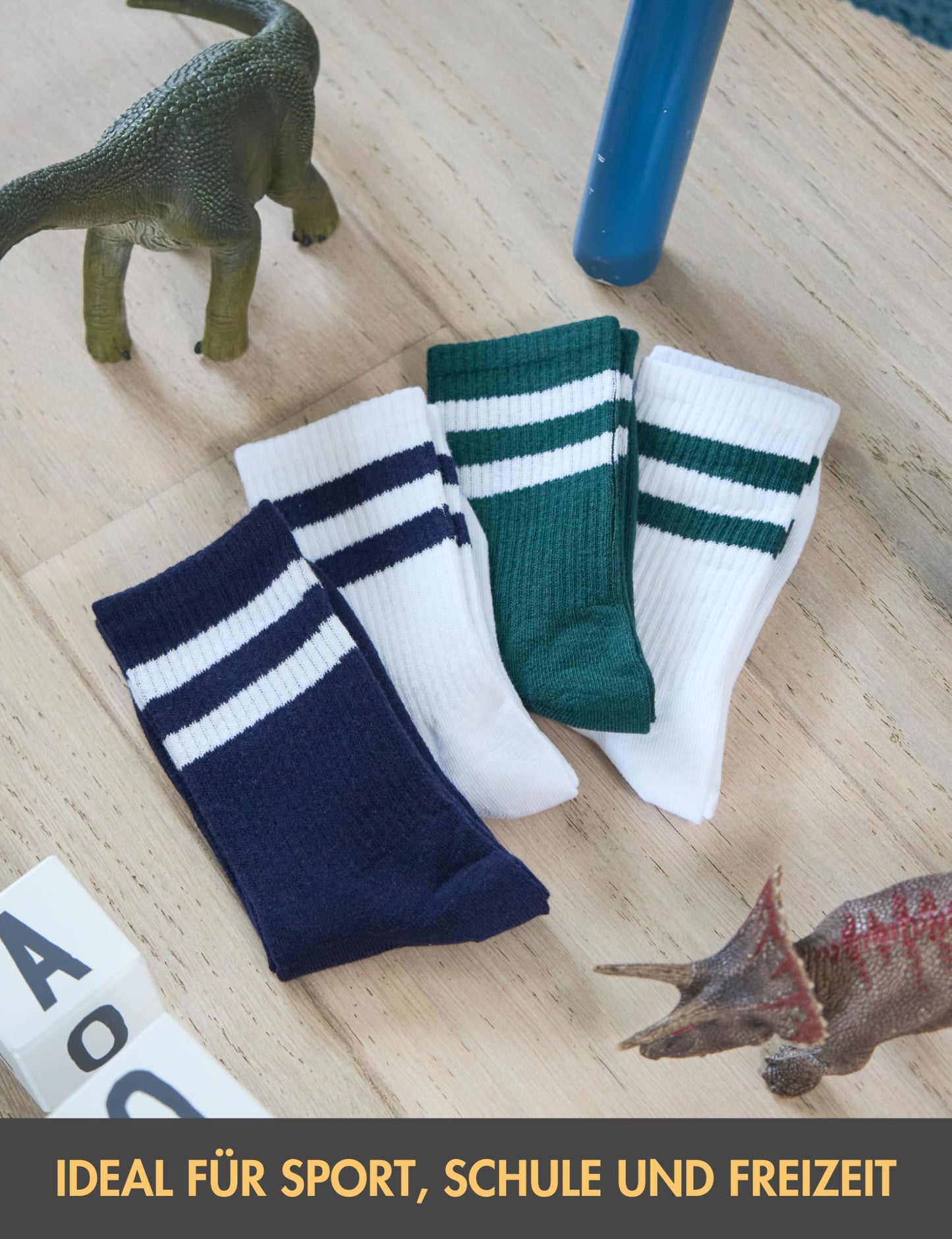 Basic Treasure 4 Paar Sportsocken Kinder, Kindersocken Baumwolle, Kinder Socken Jungen und Mädchen, Tennissocken
