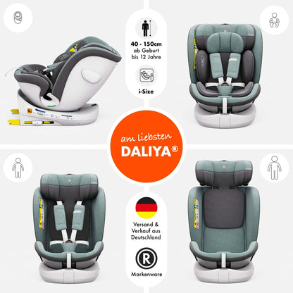 Daliya® Kindersitz ROTAZIONE | I-SIZE 40-150 cm | 8 Pos. | Isofix | (SIP) | Top Tether | 360° | 5 Punkt Gurt | Gruppe 0+ / I/II/III 0-36 KG | Neueste Zulassungs UN ECE Reg. 129 (Beige) - Meloni2