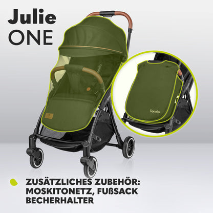 LIONELO Julie One Buggy Pushchair up to 22 kg, Adjustable Backrest and Footrest, Mosquito Net, Leg Warmer, Drink Holder and Transport Bag, Foldable