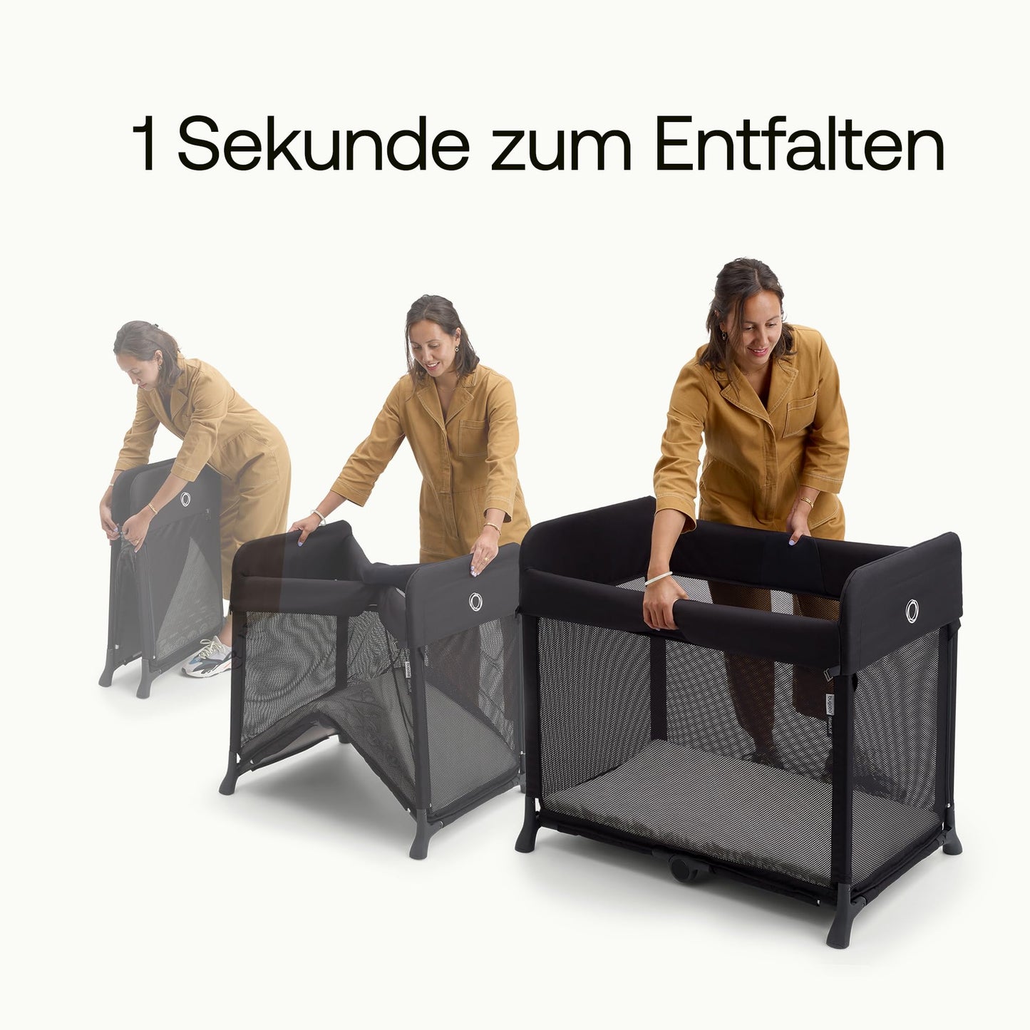 Bugaboo Stardust, 2-in-1, leichtes, kompaktes und faltbares Reisebett | kompakter Spielstall, mit Matratze, in 1 Sekunde aufgeklappt, für Babys und Kleinkinder, inklusive Tragetasche, Desert Taupe