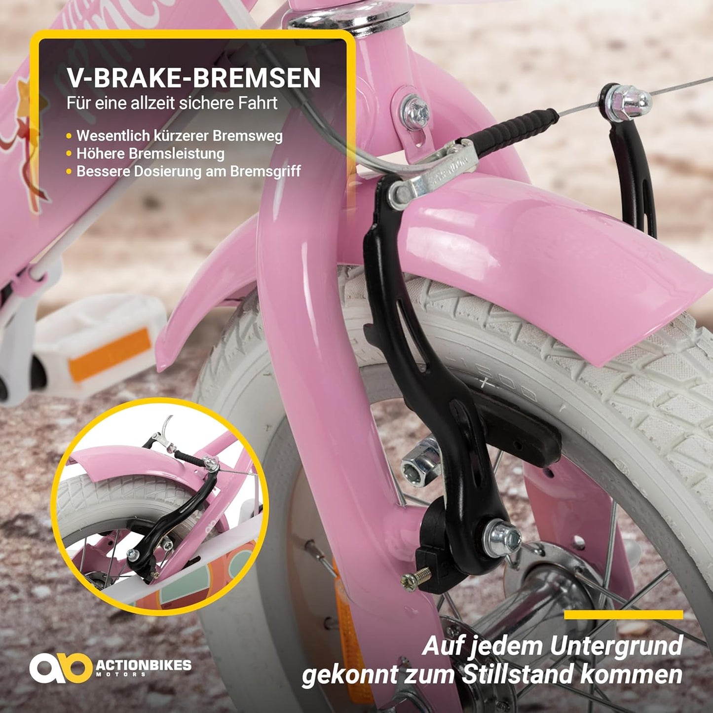 Actionbikes Kinderfahrrad Princess | 12 Zoll - V-Brake Bremsen - Fahrrad für Kinder von 2-5 Jahren - Schutzblech v./h. - Kinder Fahrrad für Mädchen & Jungen - Laufrad - Fahrräder - Bicycle - Kinderrad - Meloni2