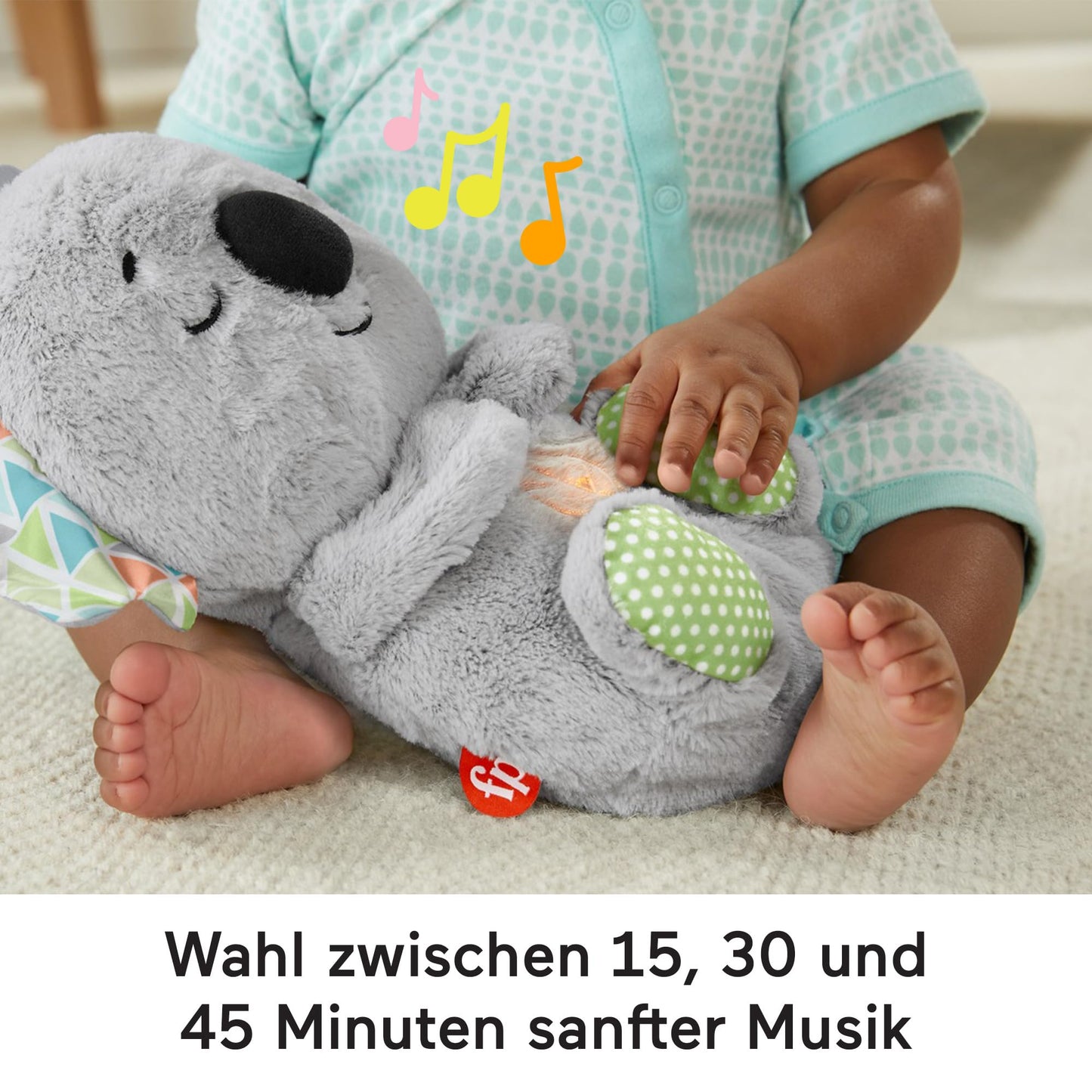 Fisher-Price HBP87 Slumber Koala with Soft Music, Light and Rhythmic Breathing Movements, Koala Cuddly Baby Toy, Night Light with Music for Babies, Baby Equipment for Newborns 0+