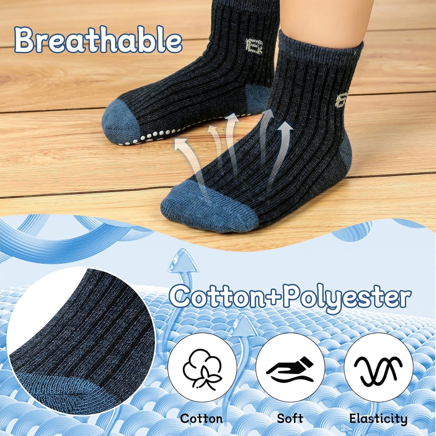 KOWAYI Stoppersocken Kinder 5/10 Paar ABS Rutschsocken Kinder Jungen, Mädchen, Baby Antirutschsocken 1-7 Jahre Grip Socken