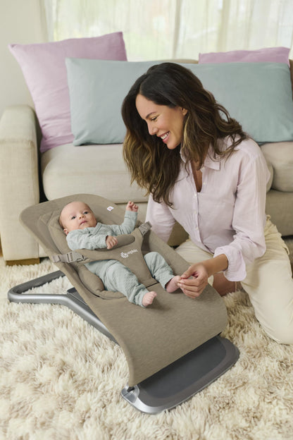 Ergobaby 3-in-1 Evolve Bouncer, Ergonomische Babywippe für Neugeborene ab Geburt bis zum Kleinkind, Babyschaukel mit Neugeboreneneinsatz (2,5 kg - 13,2 kg), Midnight Blue