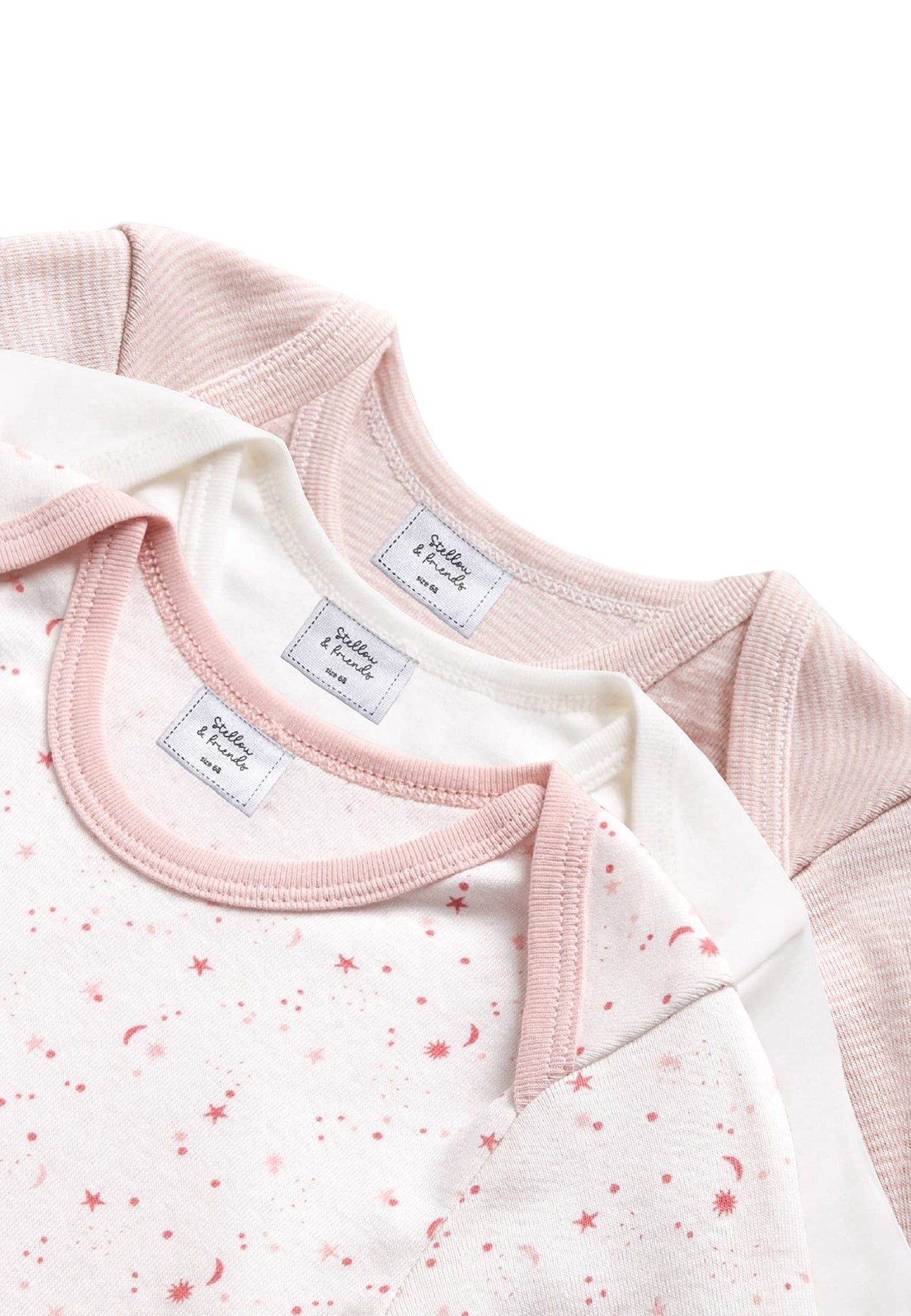 Stellou & friends Baby Body, 100% Bio-Baumwoll Wickelbody 3er MultiSet, kuschelweiche und hochwertige Kinder Kleidung für Jungs und Mädchen, Langarm & Kurzarm-body, OEKO-TEX 100 Zertifiziert