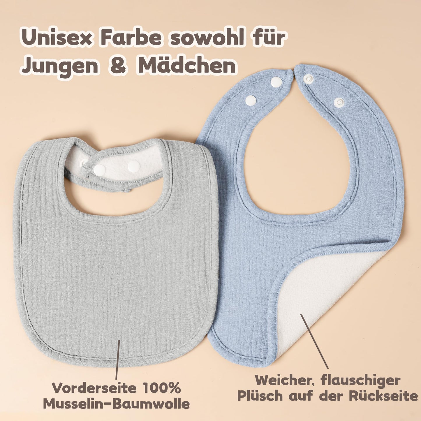 Susurration Bibs Baby Muslin Bandana Baby Soft Adjustable Square Dribble Bibs 6 pack for Unisex Girls &amp; Boys 