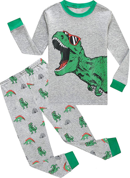 Kinder Jungen Pyjamas Langarm Baumwolle Winter Pyjama Set Feuerwehrauto Dinosaurier Bagger Traktor Zug Zweiteilige Nachtwäsche 1-7 Jahre 92 98 104 110 116 122