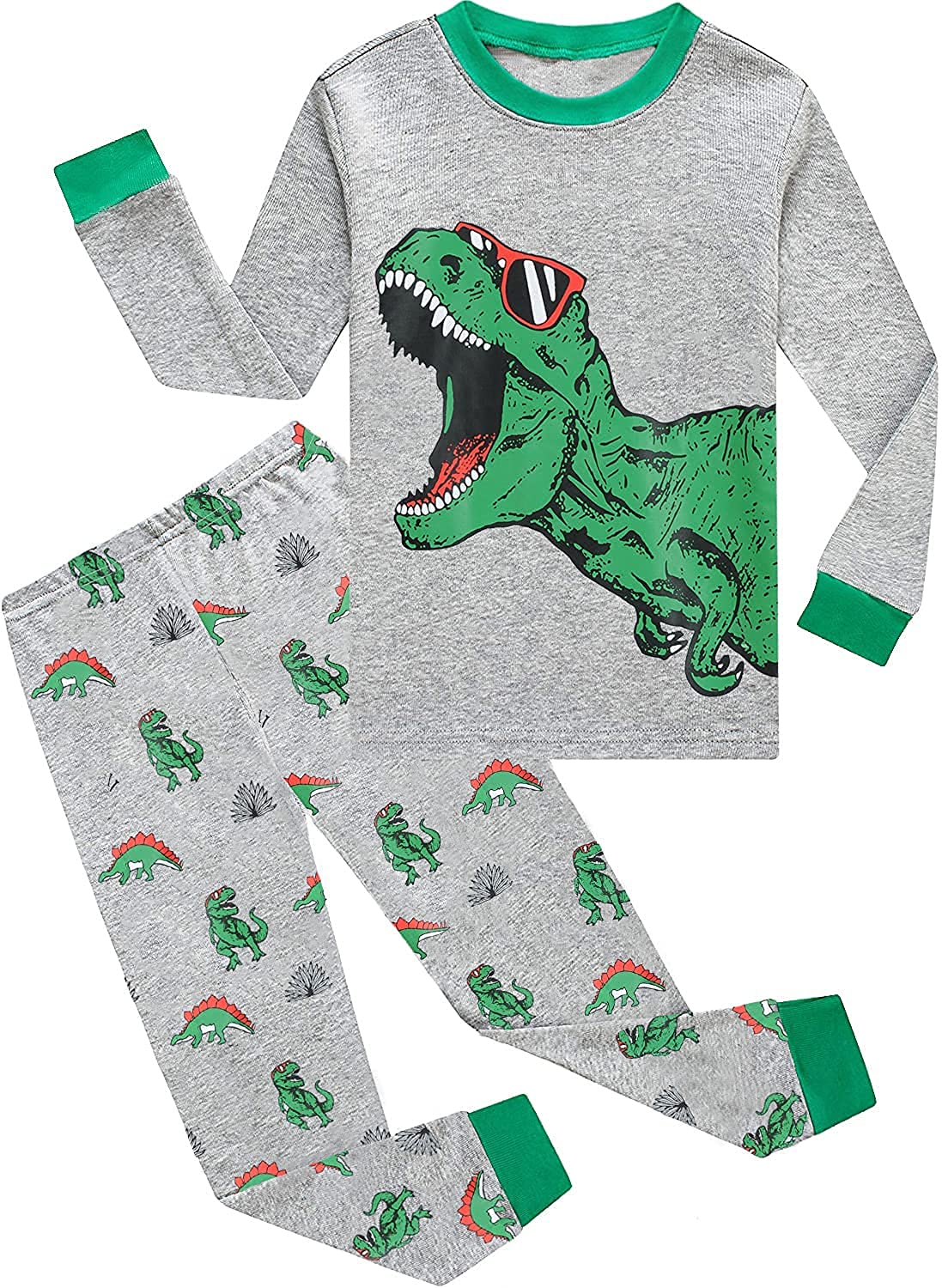 Kinder Jungen Pyjamas Langarm Baumwolle Winter Pyjama Set Feuerwehrauto Dinosaurier Bagger Traktor Zug Zweiteilige Nachtwäsche 1-7 Jahre 92 98 104 110 116 122