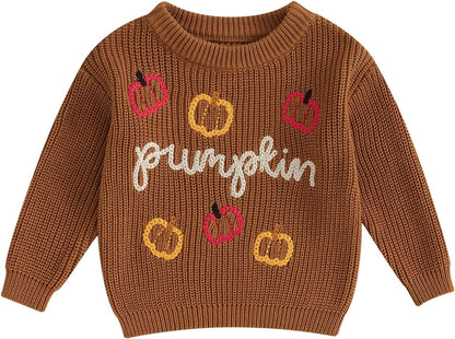 Yassiglia Baby Halloween Strickpullover Kleinkinder Kürbis/Geist Sweatshirt Langarm Rundhals Gestrickter Pullover Neugeborenes Baby My First Halloween Outfit