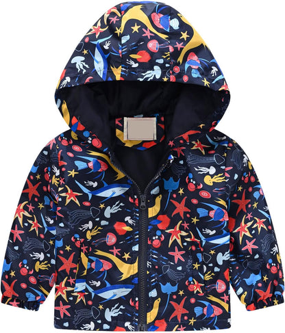 KQIVAM Children's Rain Jacket Transition Jacket Waterproof Outdoor Jacket Windproof with Hood Waterproof Jacket for Children Unisex Rainwear for Girls and Boys 
