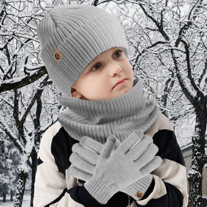 MARUKO Children's Winter Hat Scarf Gloves Set 3 in 1, Toddler Knitted Beanie Neck Warmer, Thick Fleece Thermal Knit Hat Scarf Gloves Set for Children Aged 2-8